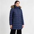 thumbnail image 3 of Womens Winter Coats Puffer Down Parka Thicken Warm Hooded Jacket Fleece Lined Outwear with Removable Faux Fur Hood, Navy XXXL, 3 of 8