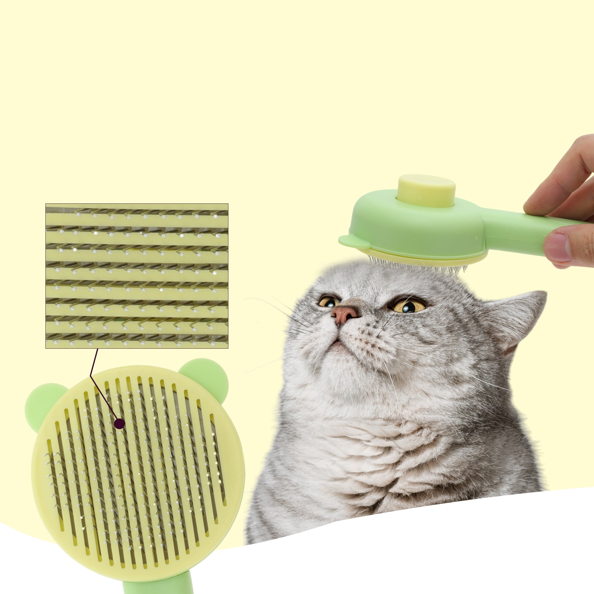 Unique Bargains Grooming Pet Brush for Cats and Dogs 1Pc Yellow Green 7.68 in
