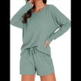 thumbnail image 2 of Conjunto de Pijama para Mujer, de Punto Gofre, Informal, de Dos Piezas, con Bolsillos Verde S, 2 of 9