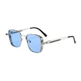 thumbnail image 4 of Gafas de sol cuadradas de diseño retro para actividades al aire libre, regalos de cumpleaños Lente plateada y azul, 4 of 9
