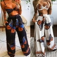 thumbnail image 2 of ZUARFY Women Beach 2pcs Boho Butterfly Outfits V-Neck Crop Top Wide Leg Palazzo Pants, 2 of 19