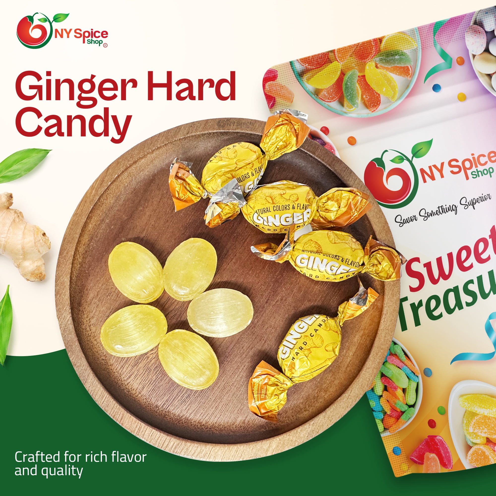 NY SPICE SHOP Ginger Candy - 5 Pound - Ginger Hard Candy - Ginger Candies - Ginger Candy Hard
