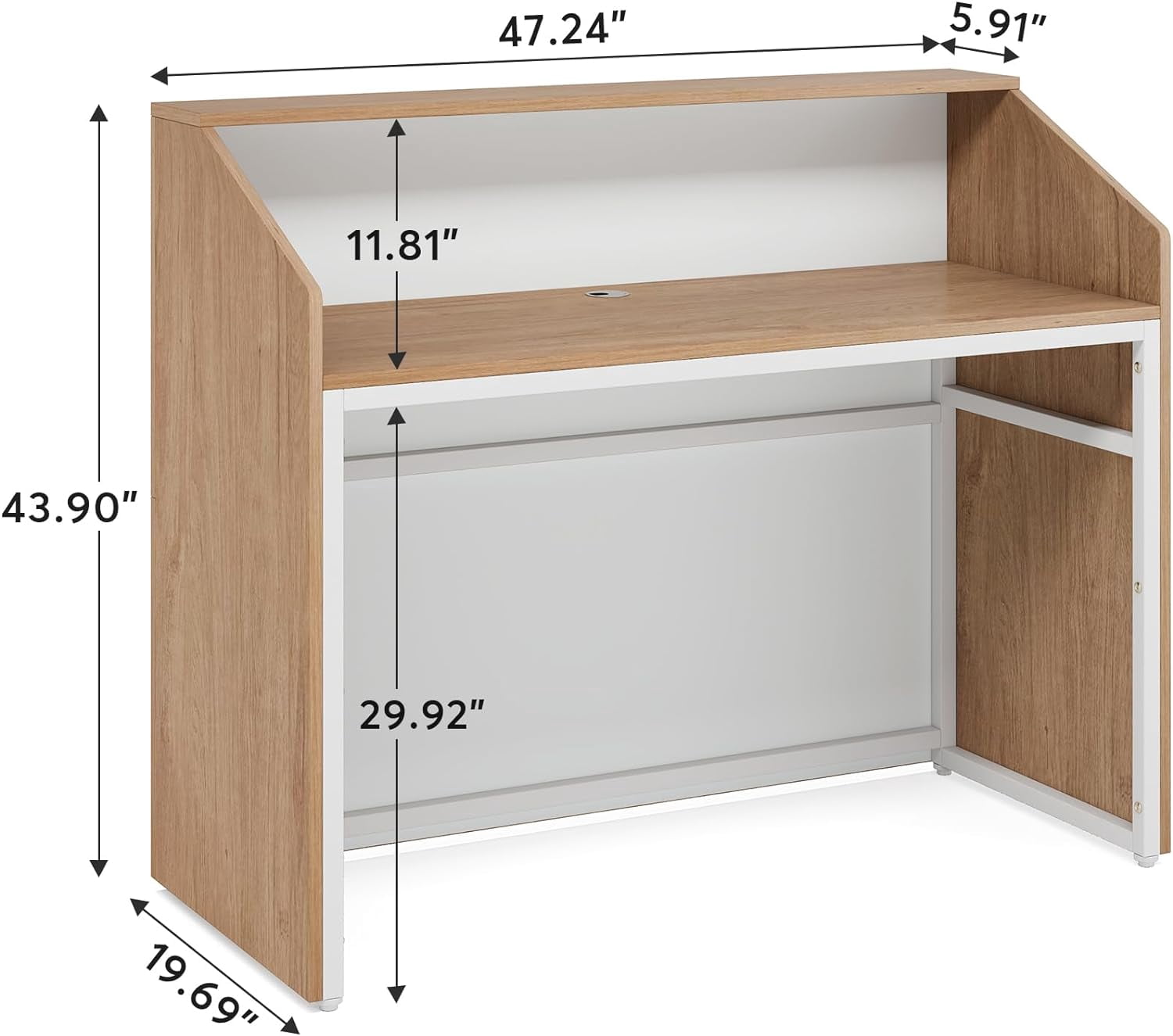 Tribesigns 47" Front Desk, Wood Reception Desk Retail Counter for Salon, Home Office, Oak