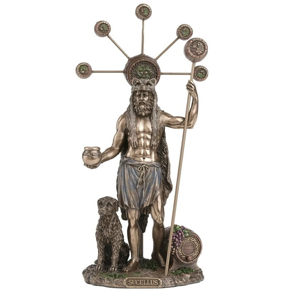 Veronese Design 23 3/4 Inch Sucellus The Celtic Hammer God of Nature and Fertility Cold Cast Resin Bronze Finish Sculpture