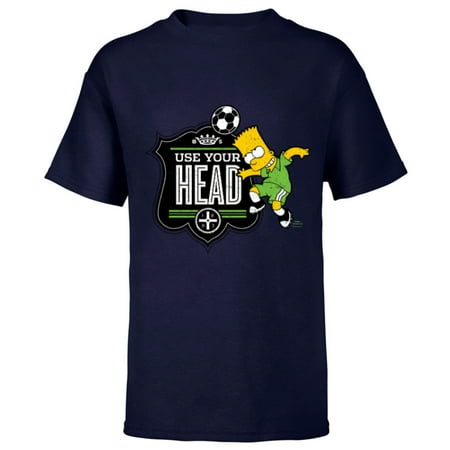 The Simpsons Soccer Bart Simpson Use Your Head – Short Sleeve T-Shirt for Kids – Customized-Navy