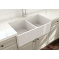 thumbnail image 4 of BOCCHI Classico Farmhouse Apron Front Fireclay 33 in. Double Bowl Kitchen Sink with Protective Bottom Grid and Strainer in White, 4 of 6