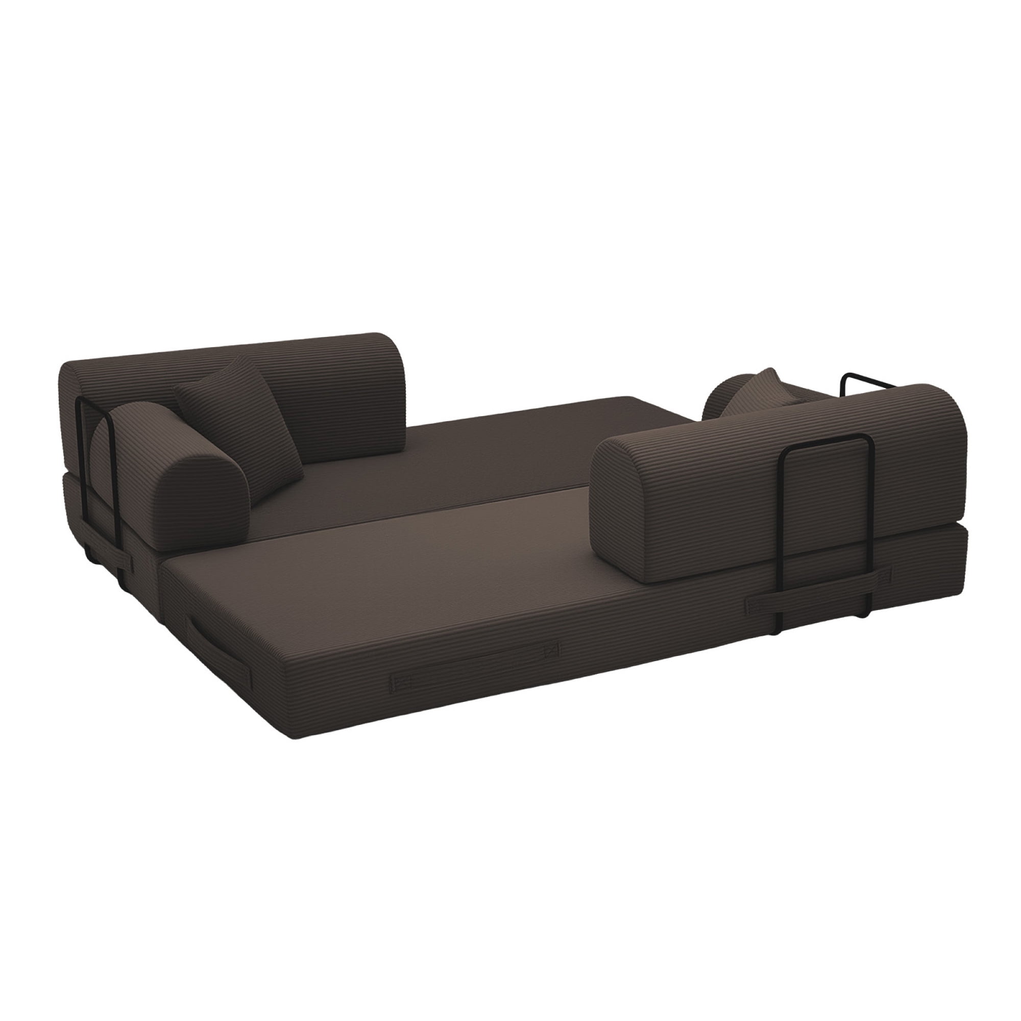 Leumius Oversized Corduroy Futon Sofa Bed Couch,78" Convertible Folding Mattress Couch with Fixed-Shape Frame,Floor Sofa Lounge Couch for Small Spaces,Apartments,Living Rooms,Brown