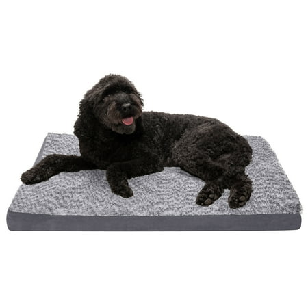 UPC: 0842229124637 | FurHaven Pet Products Two-Tone Faux Fur & Suede Deluxe Cooling Gel Memory Foam Pet Bed for Dogs and Cats – Stone Gray Large