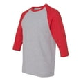 thumbnail image 2 of Adult Heavy Cottonâ„¢ 3/4-Raglan Sleeve T-Shirt SPORT GREY/ RED S, 2 of 5