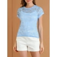 thumbnail image 6 of Allegra K Women's Casual Sheer Short Sleeves Floral Lace Top, 6 of 7