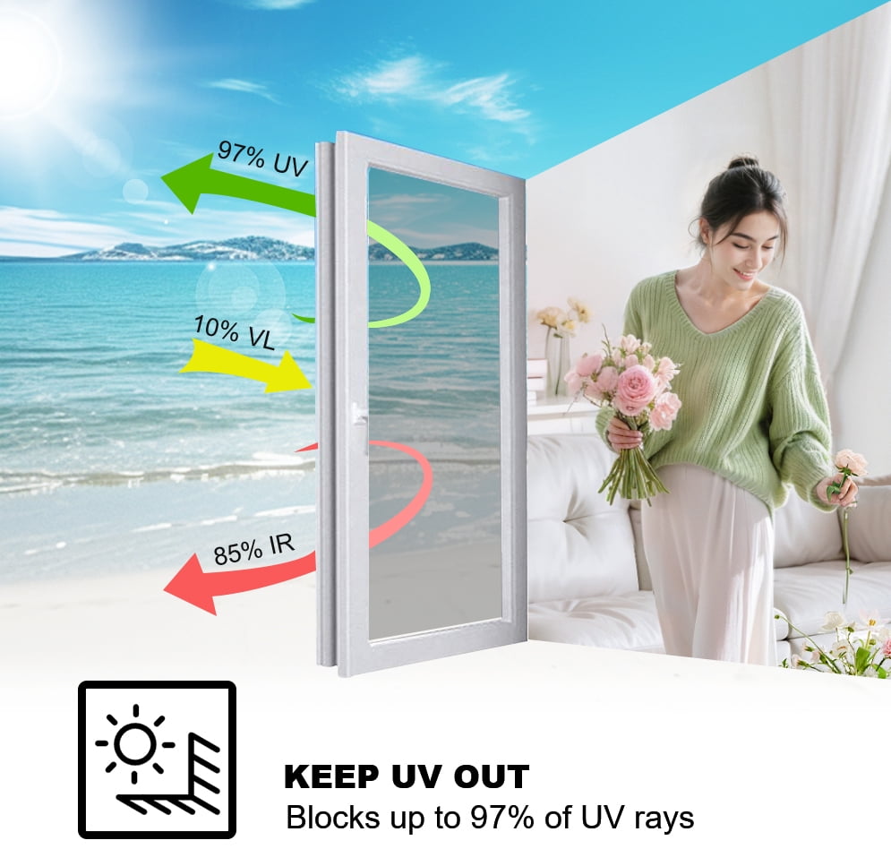 Livelynine Reddish Brown Static Cling Window Film - Privacy & UV Protection - No Adhesive, Easy Install - Decorative Frosted Glass Film for Home Office Bathroom (15.8"x78.7")