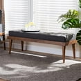 thumbnail image 6 of Baxton Studio Linus Mid-Century Modern Dark Grey Fabric Upholstered and Button Tufted Wood Bench, 6 of 8