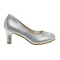 thumbnail image 3 of Badgley Mischka Little Kids Girls Heel Dress Shoes with Rhinestone - Silver, Size: 5, 3 of 7