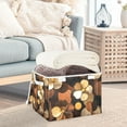 thumbnail image 3 of Yayeee Collapsible Cube Storage Bin with Lid Fabric Closet Decorative Basket with Handles, Gold Flower, 3 of 7