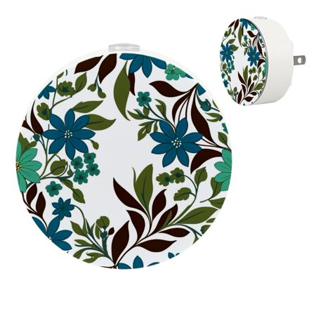 

YZUOUZY Night Lights Plug into Wall Bedroom Lamp Small Bedside Lamps Set of 2 Floral Pattern