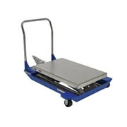 48 x 40 in. 1500 lbs Two-Speed Foot Pump Powered Scissor Cart - Partially Stainless Steel