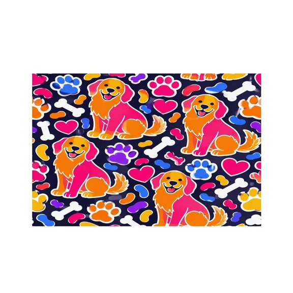RKSupls Golden Retriever Colorful Pattern Linen Placemats 30x45cm Straight Edge Stain Resistant Washable Non-Slip Table Mats Table for Kitchen Dining Room Home