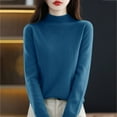 thumbnail image 5 of Fashion Sweaters for Women Mock Neck Turtleneck Jumper Dressy Slim Fit Sweater Fall Sweaters for Women Knitted Pullover Warm Sweater Tops Elegant Soft Pullover Sweater Lightweight Shirts Blue S-3XL, 5 of 5