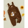 thumbnail image 2 of Lesimsam Thanksgiving Baby Girls Boys Overalls 3M 6M 12M 18M Letter Turkey Embroidered Jumpsuit Sleeveless Straps Pocket Corduroy Romper Jumpsuit Newborn Infant Clothing, 2 of 8