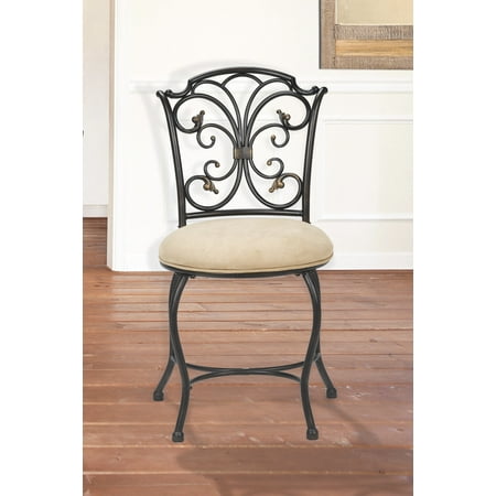 Hilale Furniture Sparta Vanity Stool Black Gold Finish