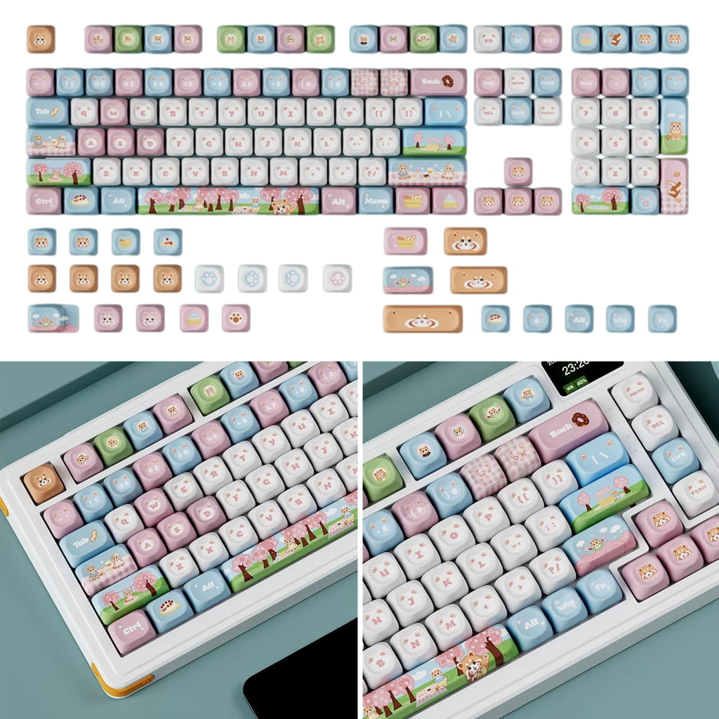 135Key Cute Panda Spring Keycap PBT Dye Sublimation OQO Profile Mechanical Keyboards