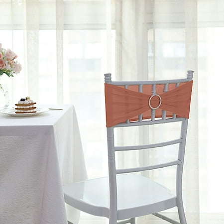 

BalsaCircle 5 Terracotta Spandex Chair Sashes Silver Round Buckle