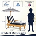 thumbnail image 2 of UBesGoo Toddler Patio Chaise Lounge Chair with Canopy Umbrella, Kids Wooden Sunbed with Cushion for Backyard, Teak Finish & Blue-White Striped Design, 2 of 18
