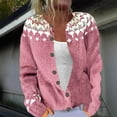 thumbnail image 2 of Hogleaql Fair Isle Sweater Cardigan Womens Knit Button Down Long Sleeve Sweater Crew Neck Trendy Cardigan Lightweight Warm 2025 Winter Holiday Outwear Coat Hot Pink S, 2 of 5