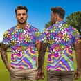 thumbnail image 4 of Aplkyhs Hippie Floral Matching Couple Golf Shirts Quarter Zip Mens Hawaiian Shirt Lapel Design Breathable Fabric Soft and Comfortable Polyester Shirts for Men for Casual Wear, 4 of 6