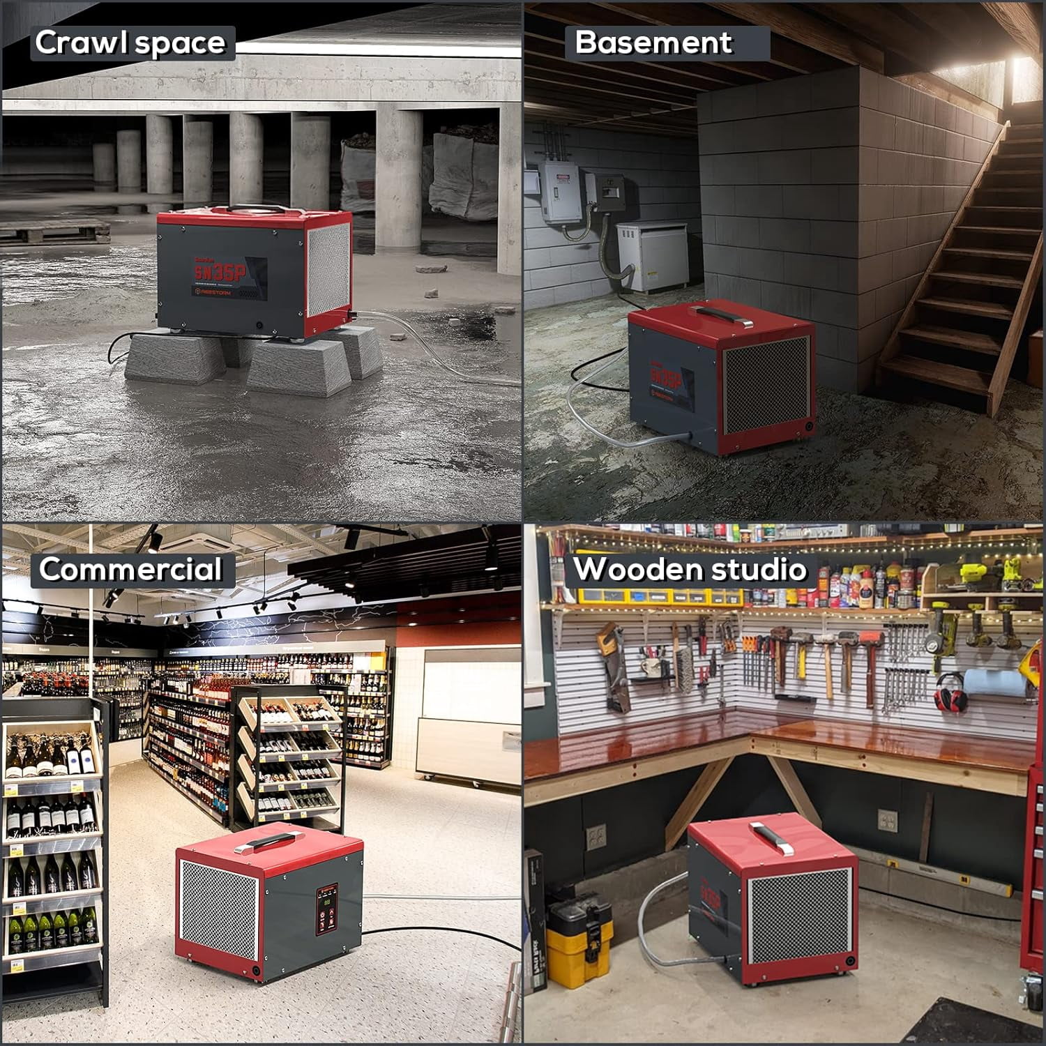 Abestorm Crawl Space Dehumidifiers with Pump and Hose, 70 PPD Compact Portable Commercial Dehumidifier Up to 1,000 sq. ft. Auto Defrost, Memory Starting Crawlspace dehumidifiers