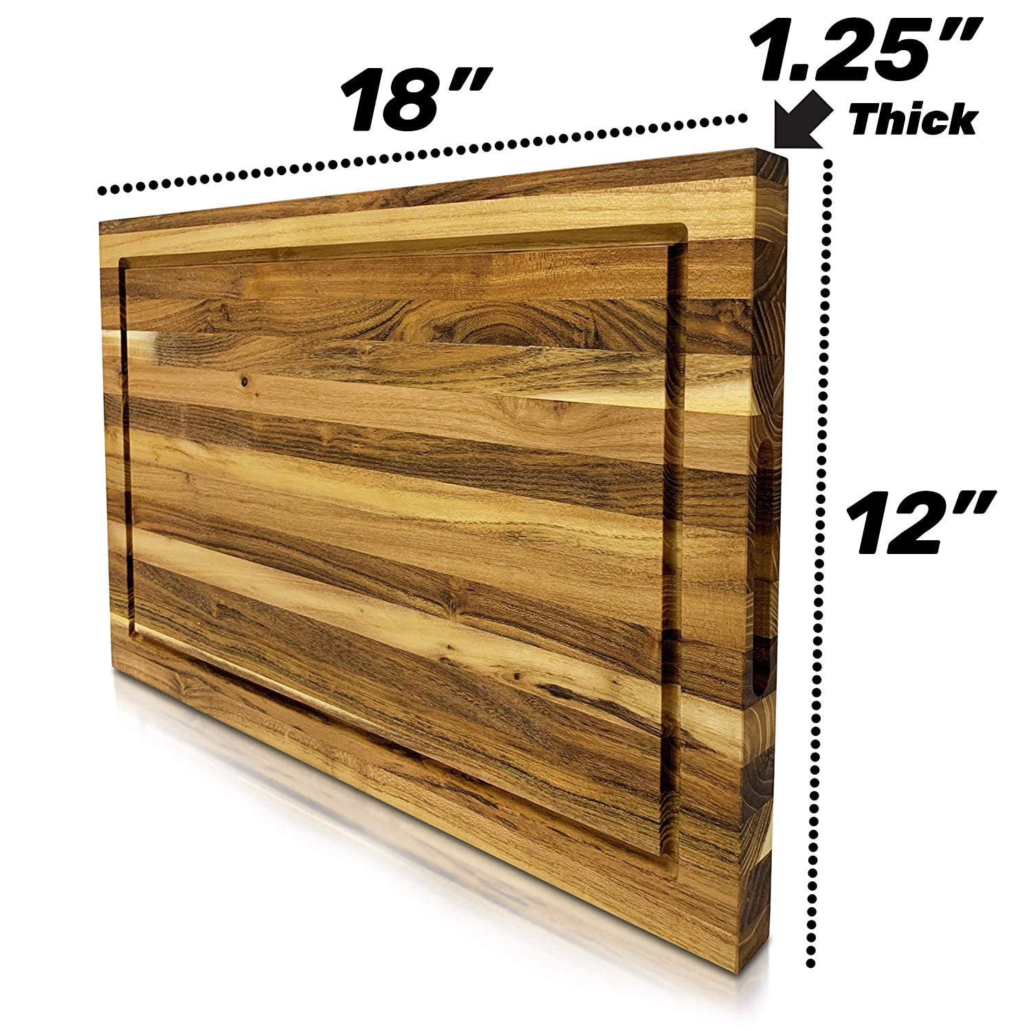 Extra Large Reversible Teak Wood Cutting Board 18x12x1.25 Butcher Block With...