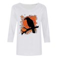 thumbnail image 4 of Raeneomay 3/4 Length Sleeve Womens Tops Women's Independence Day Round Neck T-Shirt Loose Top, 4 of 5