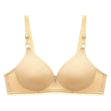 

SOOMLON Bras for Women Floral Gathered Daily Bra No Underwire Bra Fitness Bra Plus Size Bralette Khaki XL