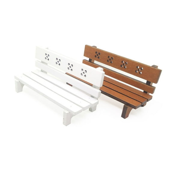 unbranded Doll House Park Bench Mini Wooden Bench Model Mini Garden Bench Model Mini Chair Model (Brown)