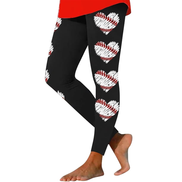 Gibobby Flare Leggings Leggings elásticos con estampado béisbol para mujer(Gris, M)