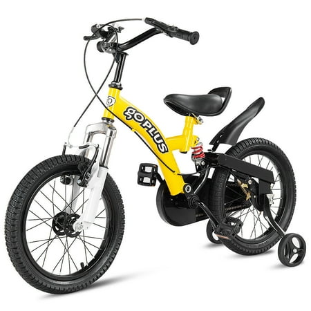 Costway 16'' Kids Bicycle Outdoor Sports Bike W/ Training Wheel Brakes Boys Girls (Best Mechanical Disc Brakes Bike)