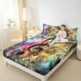 thumbnail image 4 of Homewish Cartoon Watercolor Graffiti Queen Sheet Sets, Musical Note Music Flat Sheet, Teens Kids Boys Girls Queen Fitted Sheet, Microfiber Bedroom Decor, 4-Piece, 4 of 7