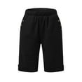 thumbnail image 5 of Womens Bermuda Shorts Elastic Waist Pockets Loose Fit Wide Leg Breathable Knee Length Bermuda Long Shorts for Women, 5 of 8