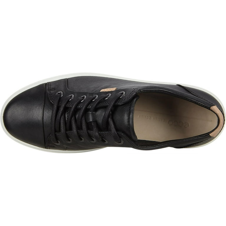Women s ECCO Soft 7 Cap Toe Wedge Sneaker Black Full Grain Leather