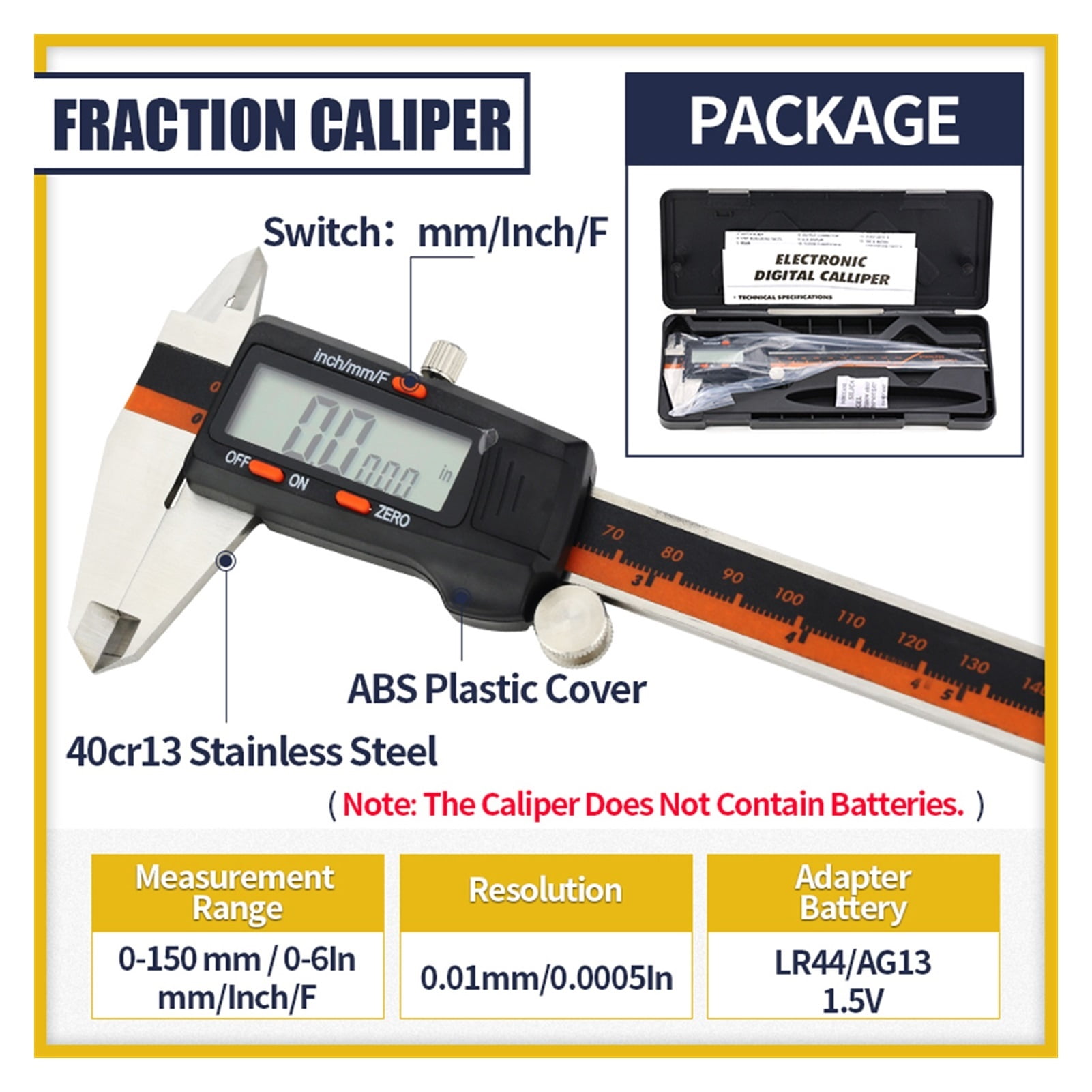 Digital Caliper Metal Vernier Caliper With Dial Indicator Stainless/Carbon Steel Gauge Measuring Tools Micrometer ,Easy to Operate