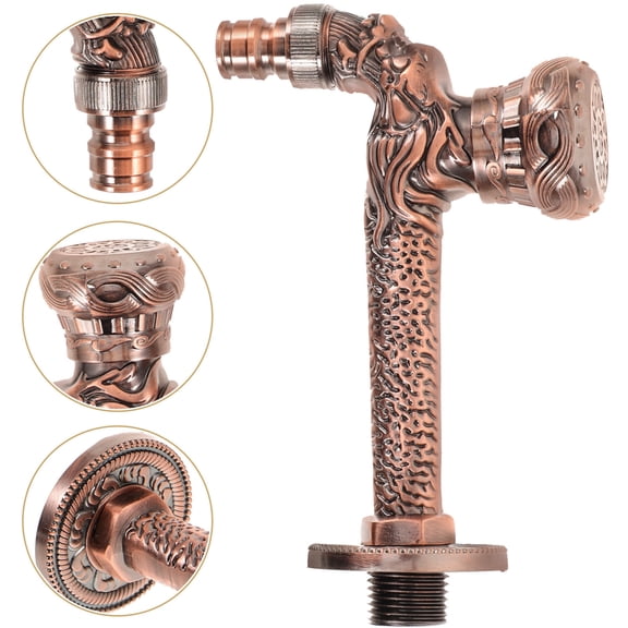Raindrops Vintage Wall Mount Faucet Decorative Water Spigot Light Brown for Kitchen Bathroom Outdoor Use