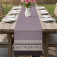 thumbnail image 4 of Purple Floral Table Runner 36 Inches, Modern Farmhouse Leaves Brown Striped Bed Runner Dresser Scarves Tabletop for Indoor Outdoor Parties/Ceremony/Banquet, 13"x 36", 4 of 9