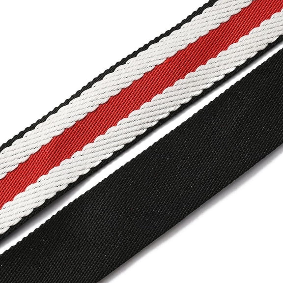 5 Yards Tricolor Ribbon Cotton Webbing Strap Black White and Red Stripe Grosgrain Ribbon Double Face Polyester Colorful Ribbon for Crafts DIY Gift