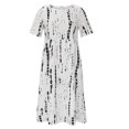 thumbnail image 4 of Black Dresses for Women Short Sleeve Printing Floral Pattern Holiday Dress Round Neck Fit And Flare Trendy Vacation Casual Dress Midi Fashion Daily A-Line Blouse Pleated Dress with Pocket,M, 4 of 7