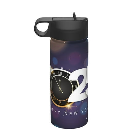

Ocsxa 2025 Happy New Year 4 Print 18 oz Insulated Water Bottle With Straw Stainless Steel Sports Water Cup Flask Wide Mouth Travel Thermal Mug for Home Office or Car