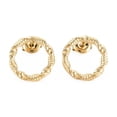 thumbnail image 1 of Ion Plating(IP) 304 Stainless Steel Hollow Ring Stud Earrings for Woman Real 14K Gold Plated 15mm Pin: 0.7mm, 1 of 2