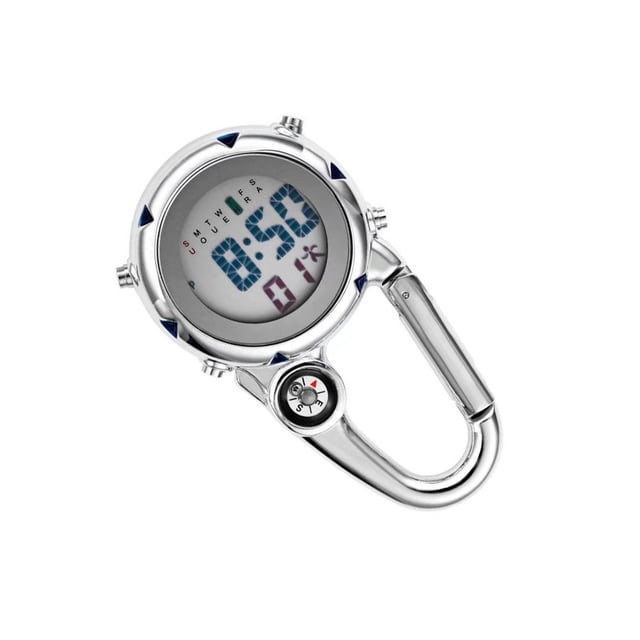 Seitruly Mosquetón digital Clip Relojes Gancho Reloj Luminoso Multifunción Fob Enfermera Reloj Brújulas Semana Relojes Kits de experimentos de química Azul