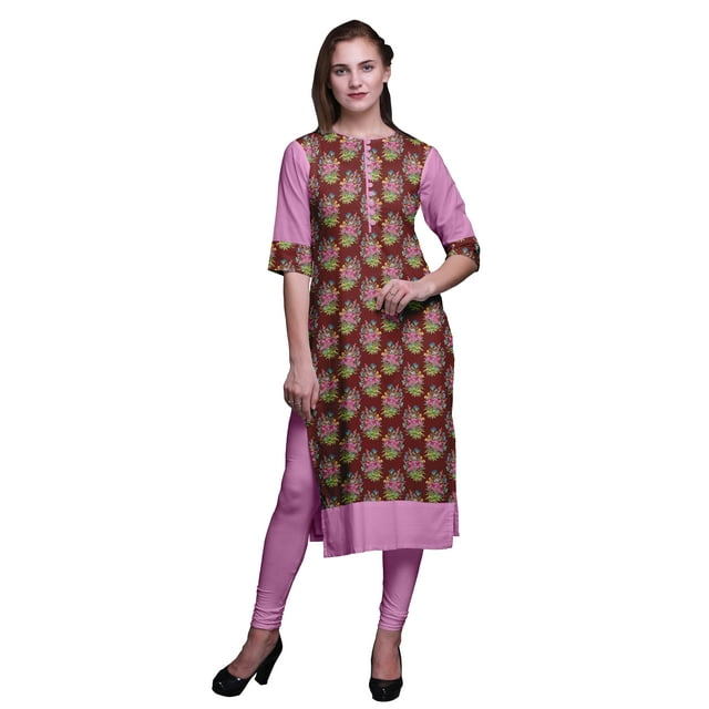 Bimba Robes Tuniques Droites pour Femmes Kurta d'Été Imprimée