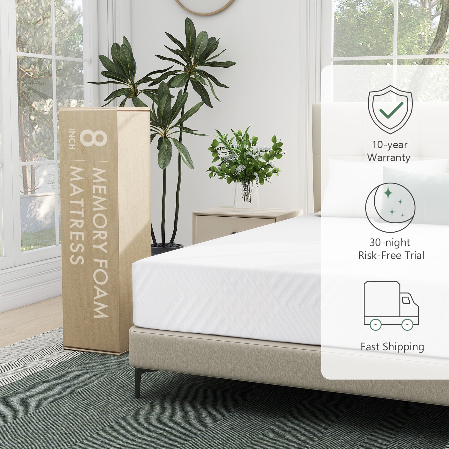American Mattress Company 6 Graphite Infused Memory Foam-Sleeps  Cooler-100% Made in The USA-Medium Firm (Short King - 72x75)
