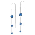 thumbnail image 2 of Graduated Tiers Blue Cubic Zirconia Sterling Silver Threader Earrings, 2 of 5
